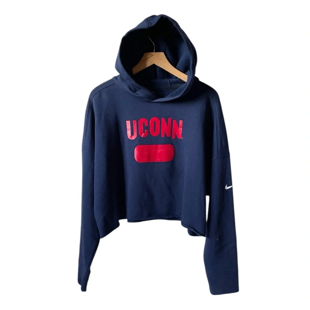 NEW Nike UConn crop navy blue hoodie size L large - Picture 2 of 5